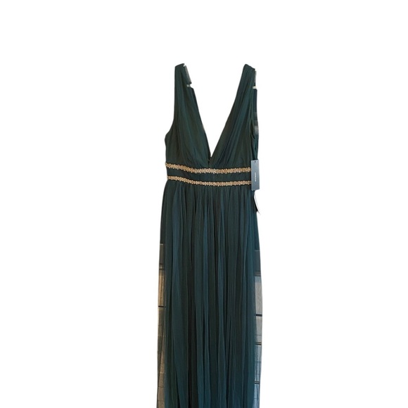 Lulus New Delightful Occasion Emerald Green Beaded Tulle Maxi Dress Gown Fall - Picture 6 of 14